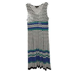 Black and Blue Sleeveless Maxi Dress with Scoop Neck Size 14